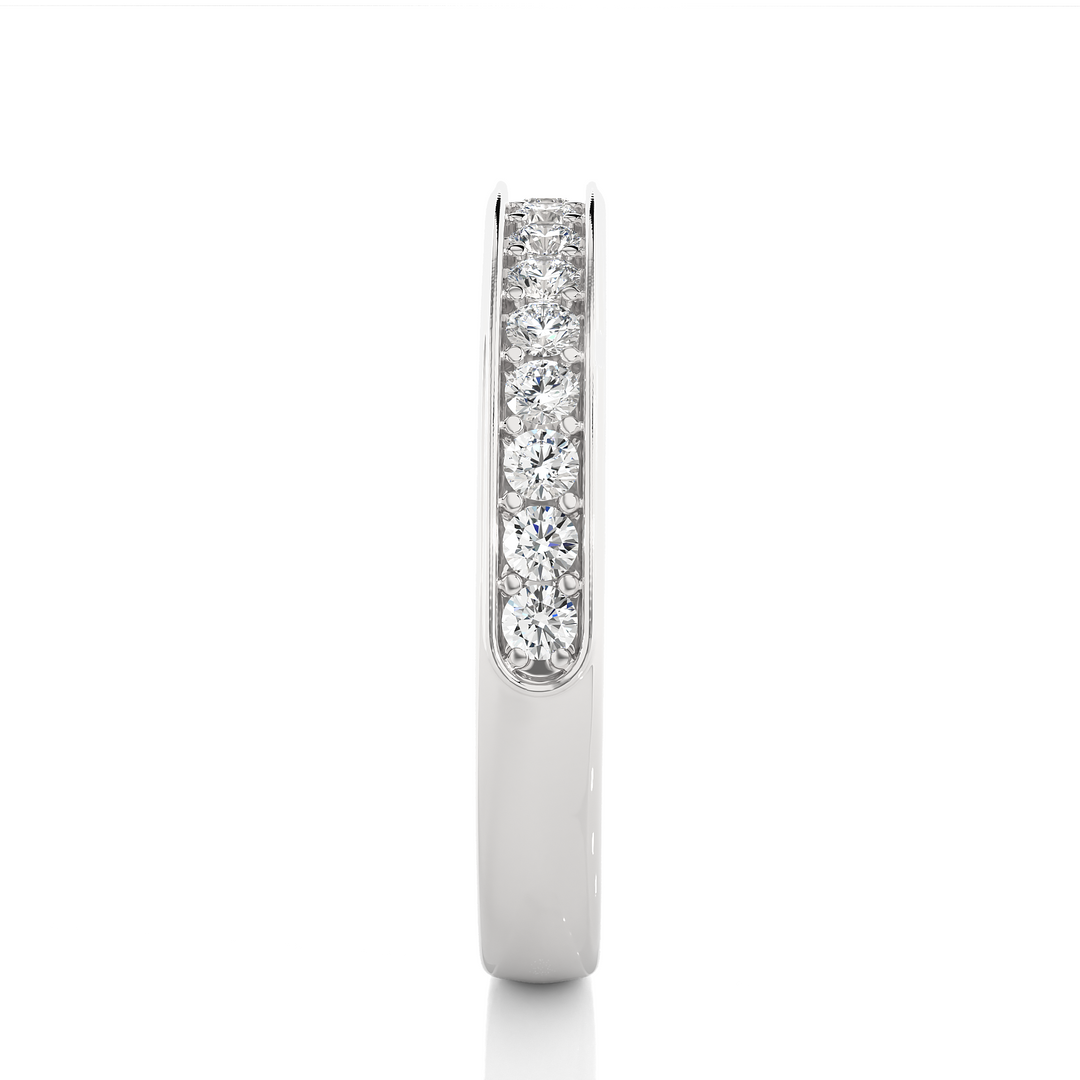 1.90 Mm Pave Set Round Moissanite Wedding Band In Silver Loose Moissanite