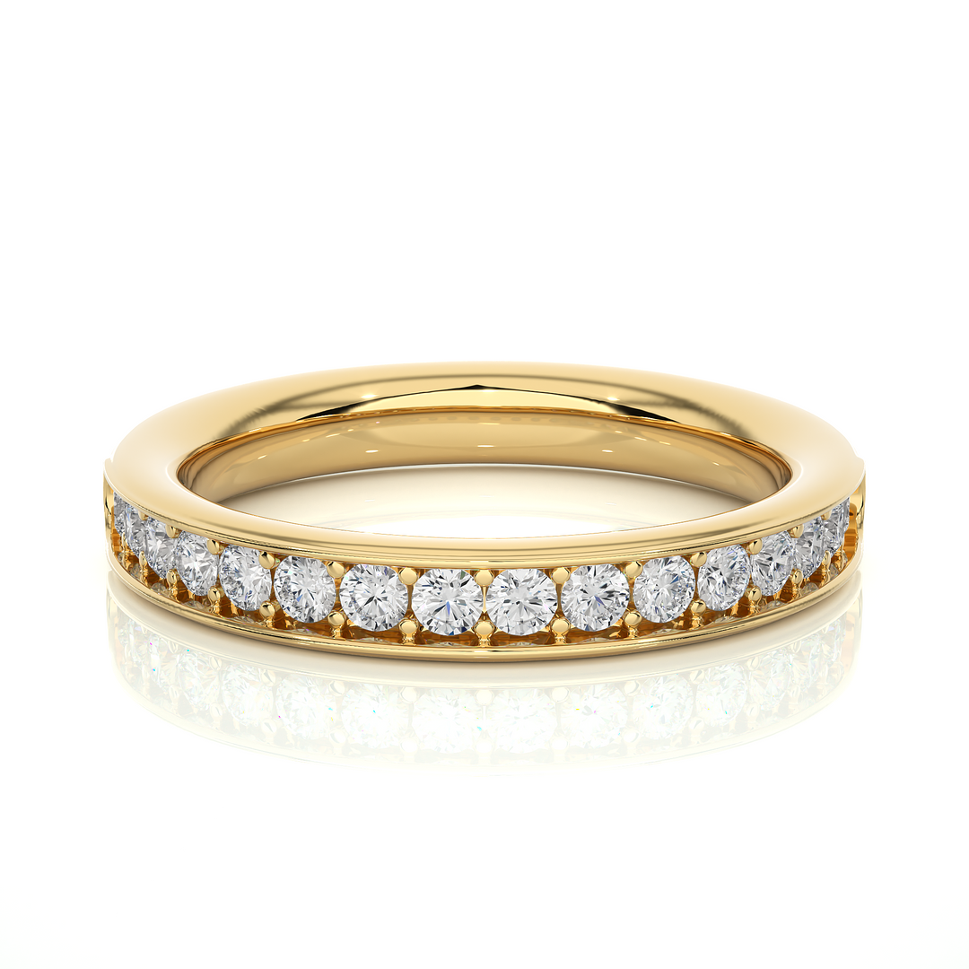 1.90 Mm Pave Set Round Moissanite Wedding Band In Rose Gold Loose Moissanite