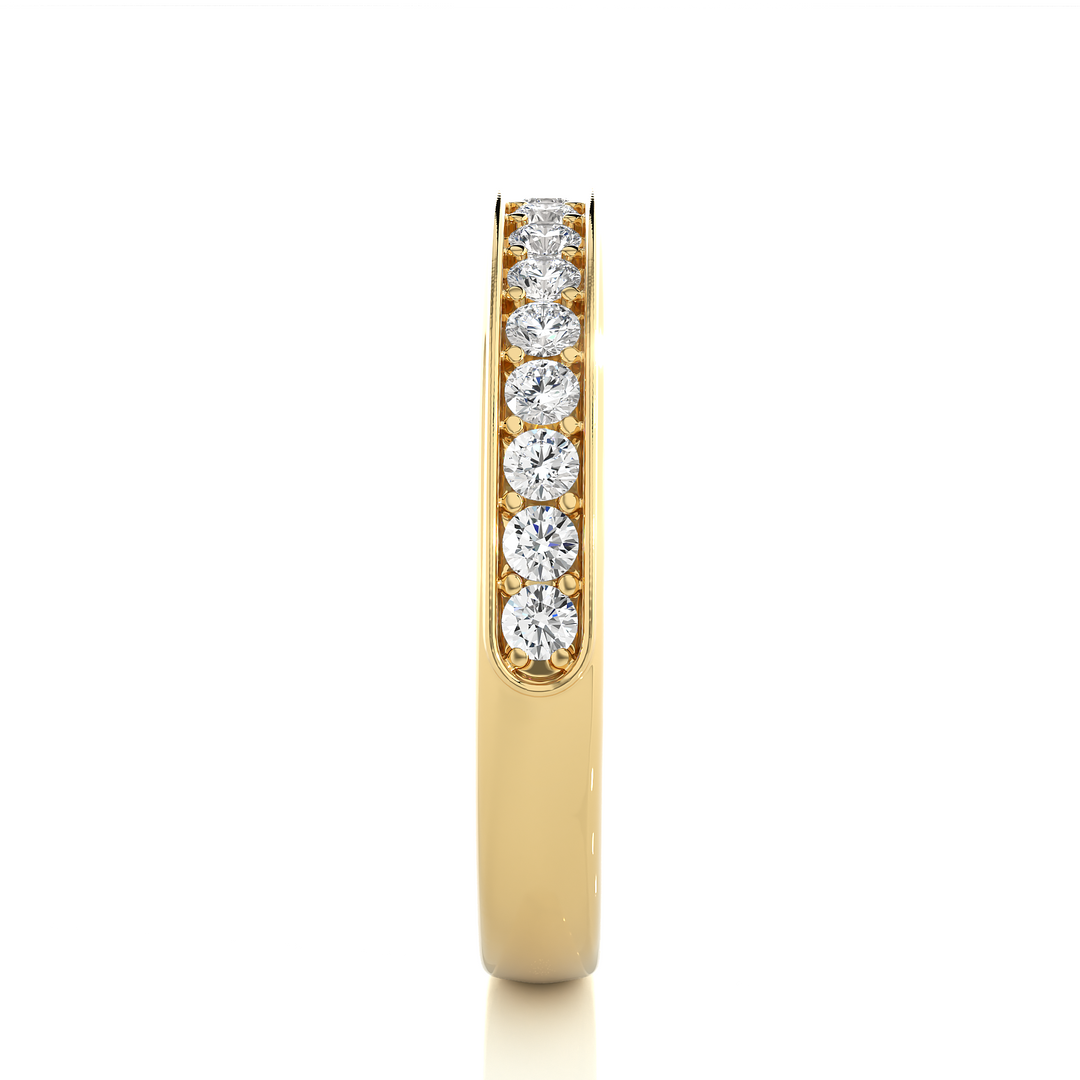 1.90 Mm Pave Set Round Moissanite Wedding Band In Yellow Gold Loose Moissanite