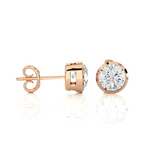 Load image into Gallery viewer, Side view of 1 Carat Bezel Setting Moissanite Stud Earrings in Rose Gold, showing the setting and how the stone is held.
