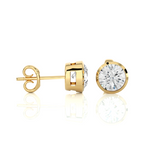 Load image into Gallery viewer, Side view of 1 Carat Bezel Setting Moissanite Stud Earrings in Yellow Gold, showing the setting and how the stone is held.

