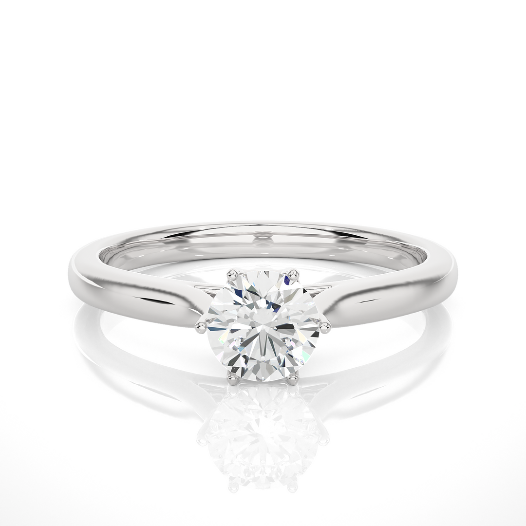 1 Carat Round Moissanite Solitaire Engagement Ring In Yellow Gold