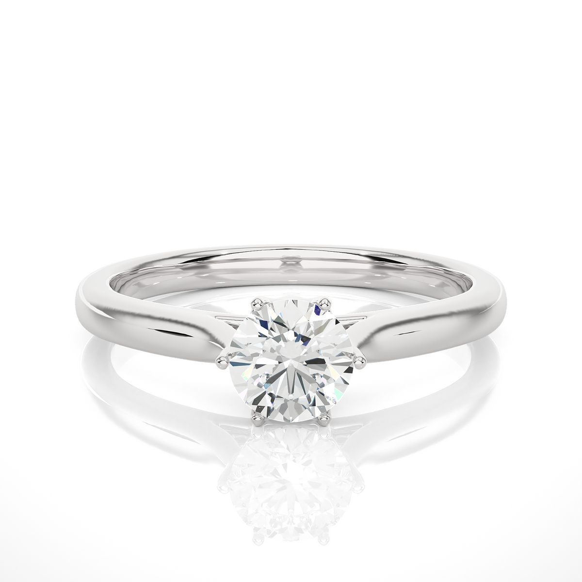 1 carat round moissanite solitaire engagement ring in white gold
