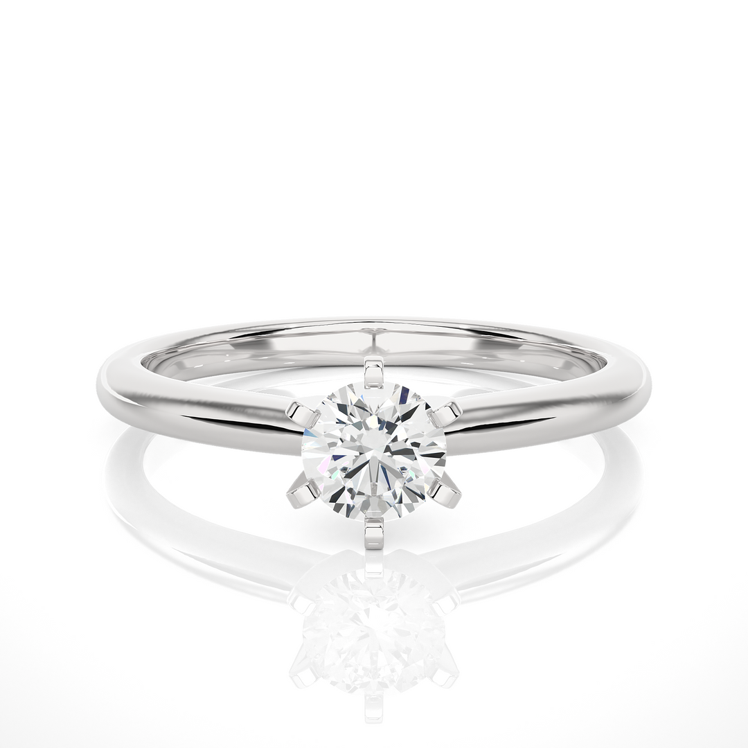 0.50 Carat Six Prong Solitaire Moissanite Ring in White Gold
