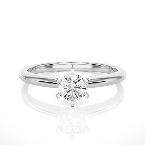 0.50 Carat Six Prong Solitaire Moissanite Ring in White Gold