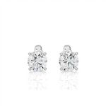 Load image into Gallery viewer, Front view of 1 Ct Basket Set Moissanite Stud Earrings In Sterling Silver with classic four-prong setting.
