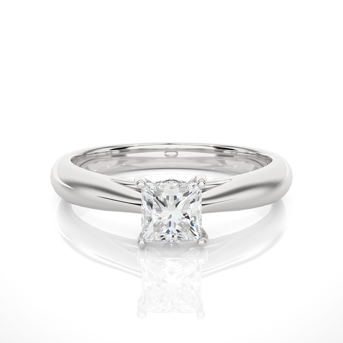 1 ct princess moissanite solitaire engagement ring in white gold