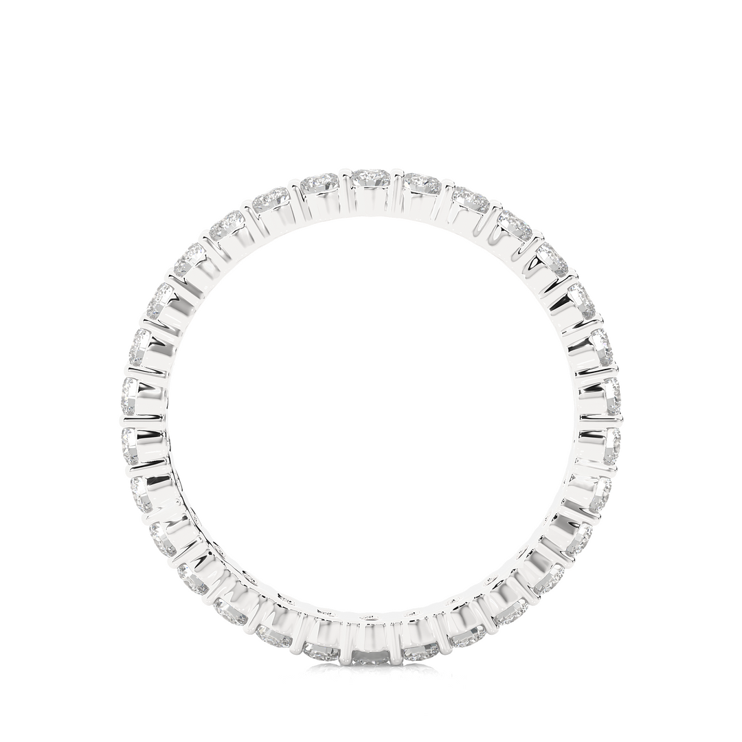 2.00 Mm Round Cut Moissanite Shared Prong Eternity Band In Silver
