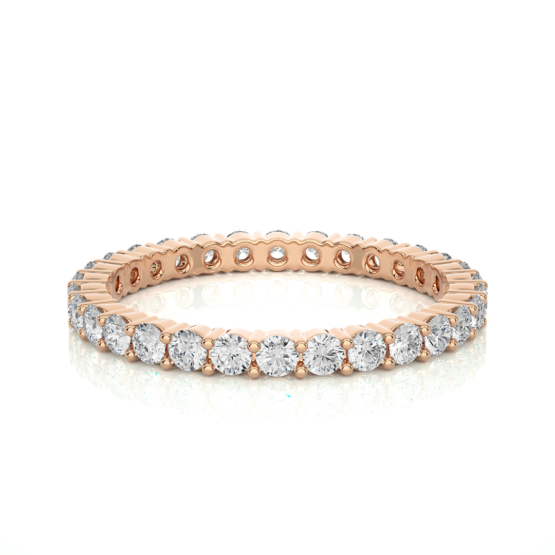 2.00 Mm Round Moissanite Shared Prong Eternity Band In Yellow Gold