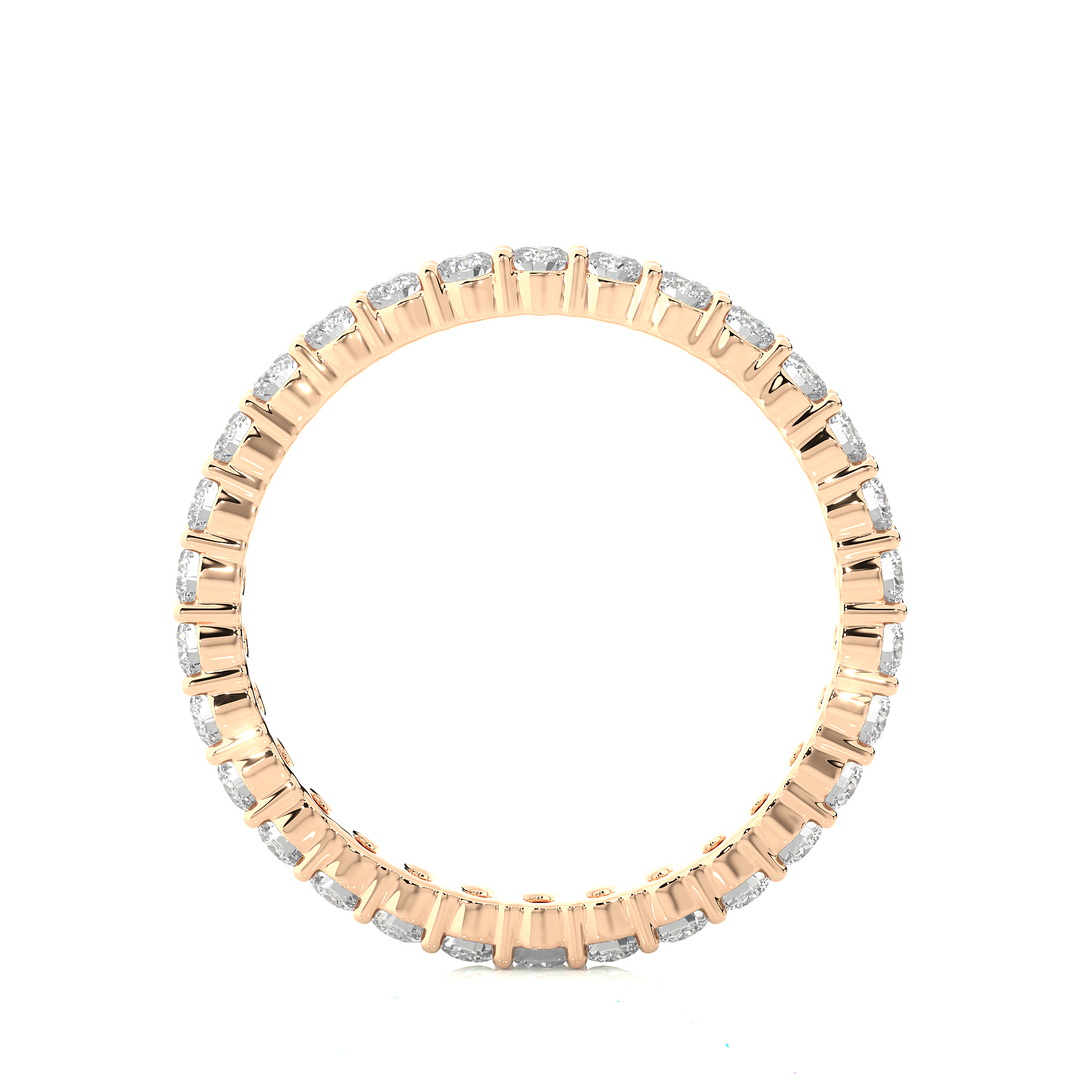2.00 Mm Round Cut Moissanite Shared Prong Eternity Band In Rose Gold