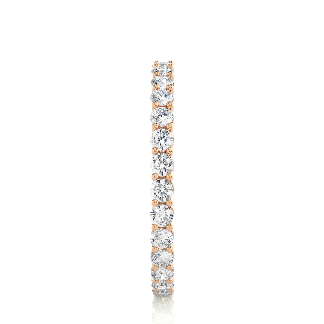 2.00 Mm Round Cut Moissanite Shared Prong Eternity Band In Rose Gold