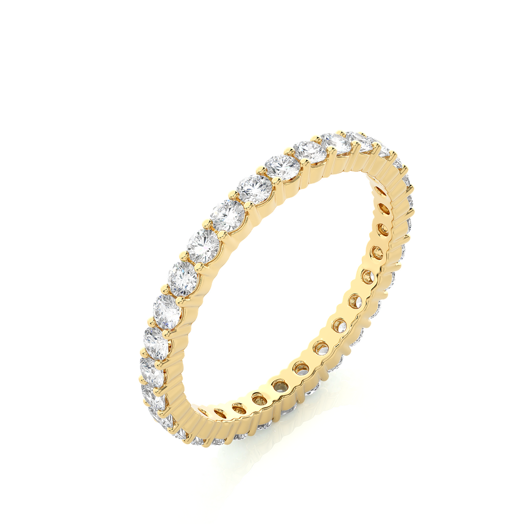 2.00 Mm Round Moissanite Shared Prong Eternity Band In Yellow Gold