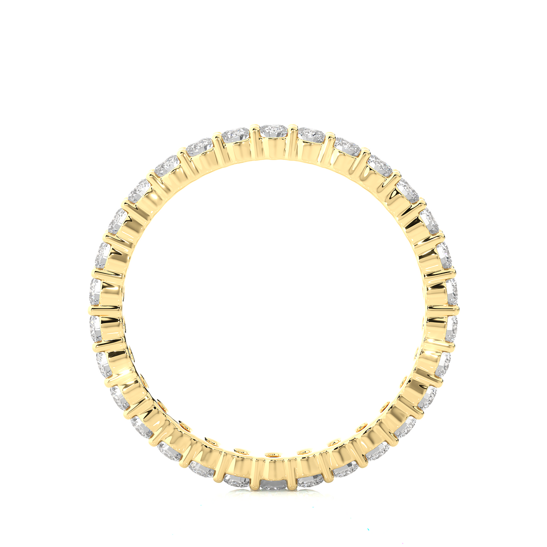 2.00 Mm Round Moissanite Shared Prong Eternity Band In Yellow Gold