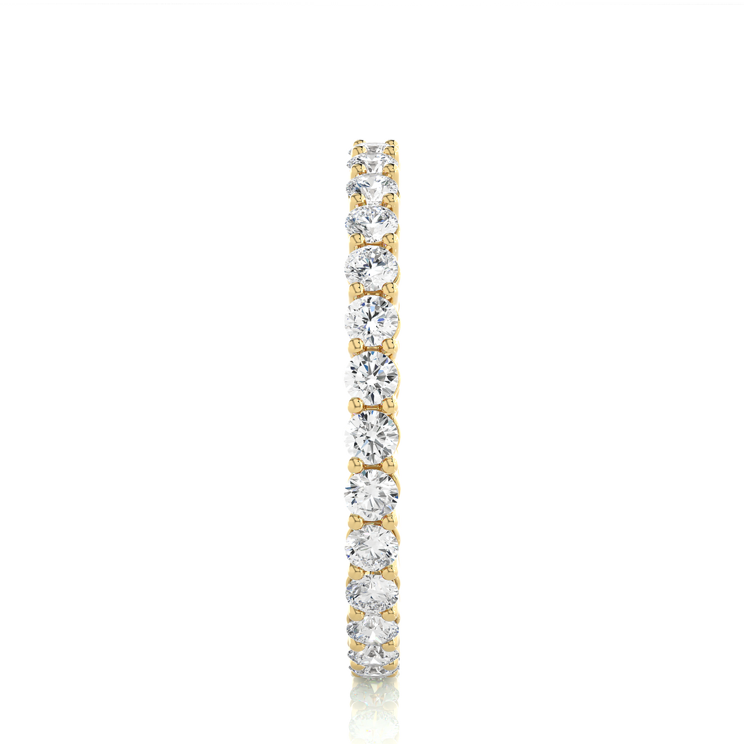 2.00 Mm Round Moissanite Shared Prong Eternity Band In Yellow Gold