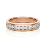 Load image into Gallery viewer, 2.20 Mm Channel Set Pave Round Moissanite Wedding Band In Yellow Gold
