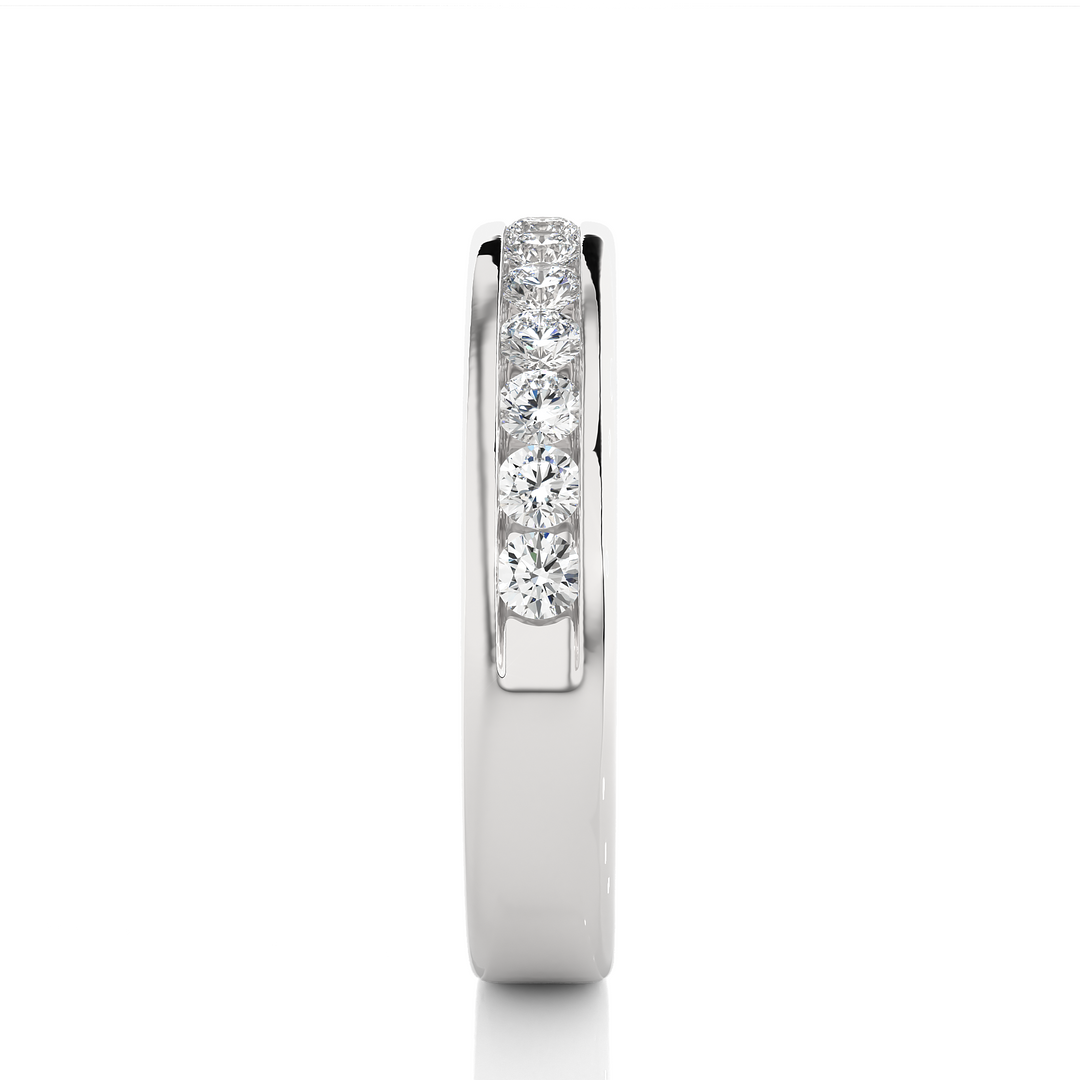 2.20 Mm Moissanite Channel Set Wedding Band In Silver