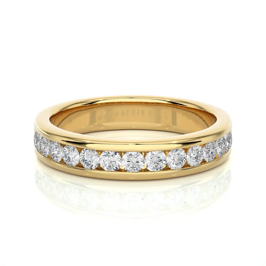 2.20mm Channel Pave Moissanite Ring yellow gold