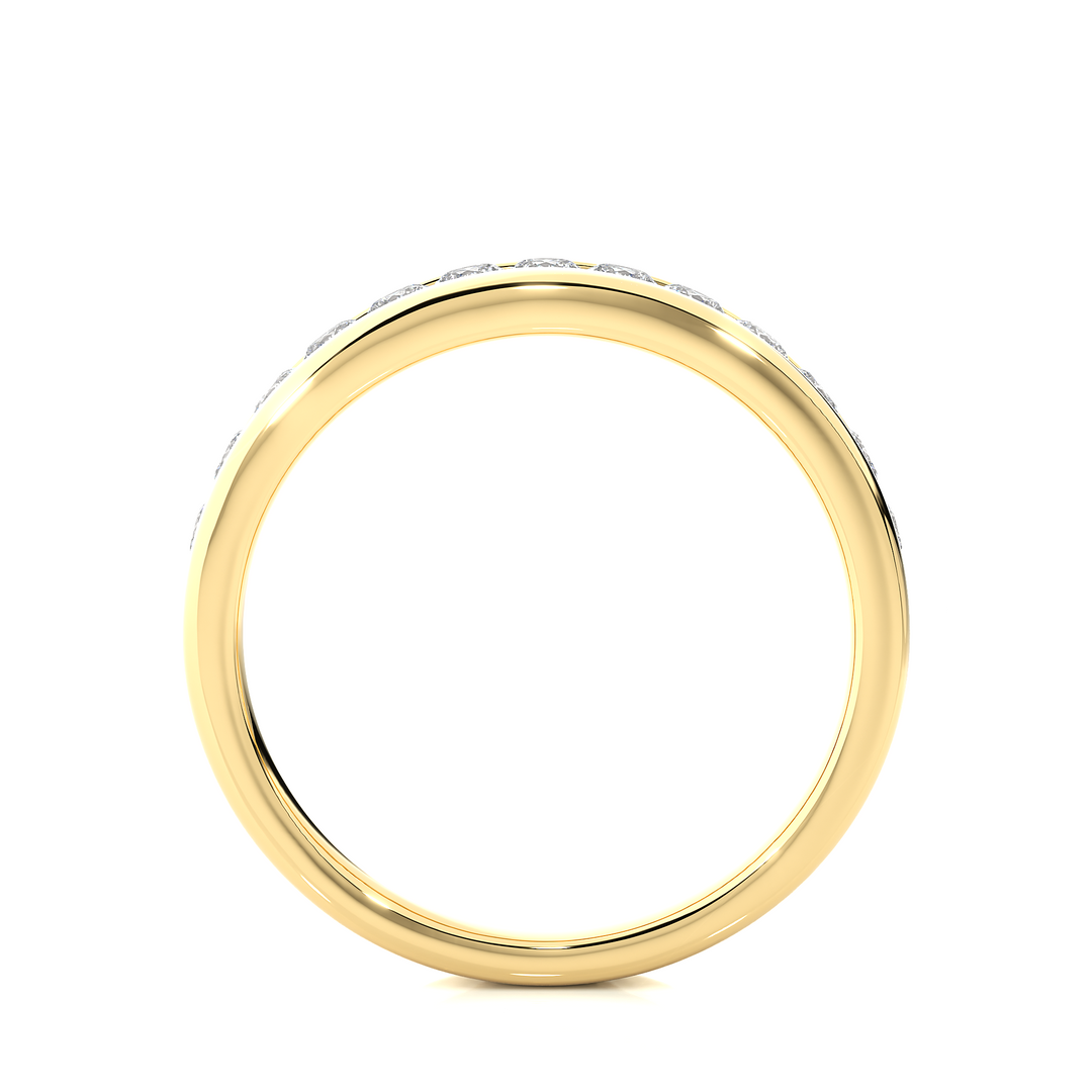 2.20 Mm Channel Set Pave Round Moissanite Wedding Band In Yellow Gold Loose Moissanite