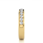Load image into Gallery viewer, 2.20 Mm Channel Set Pave Round Moissanite Wedding Band In Yellow Gold Loose Moissanite
