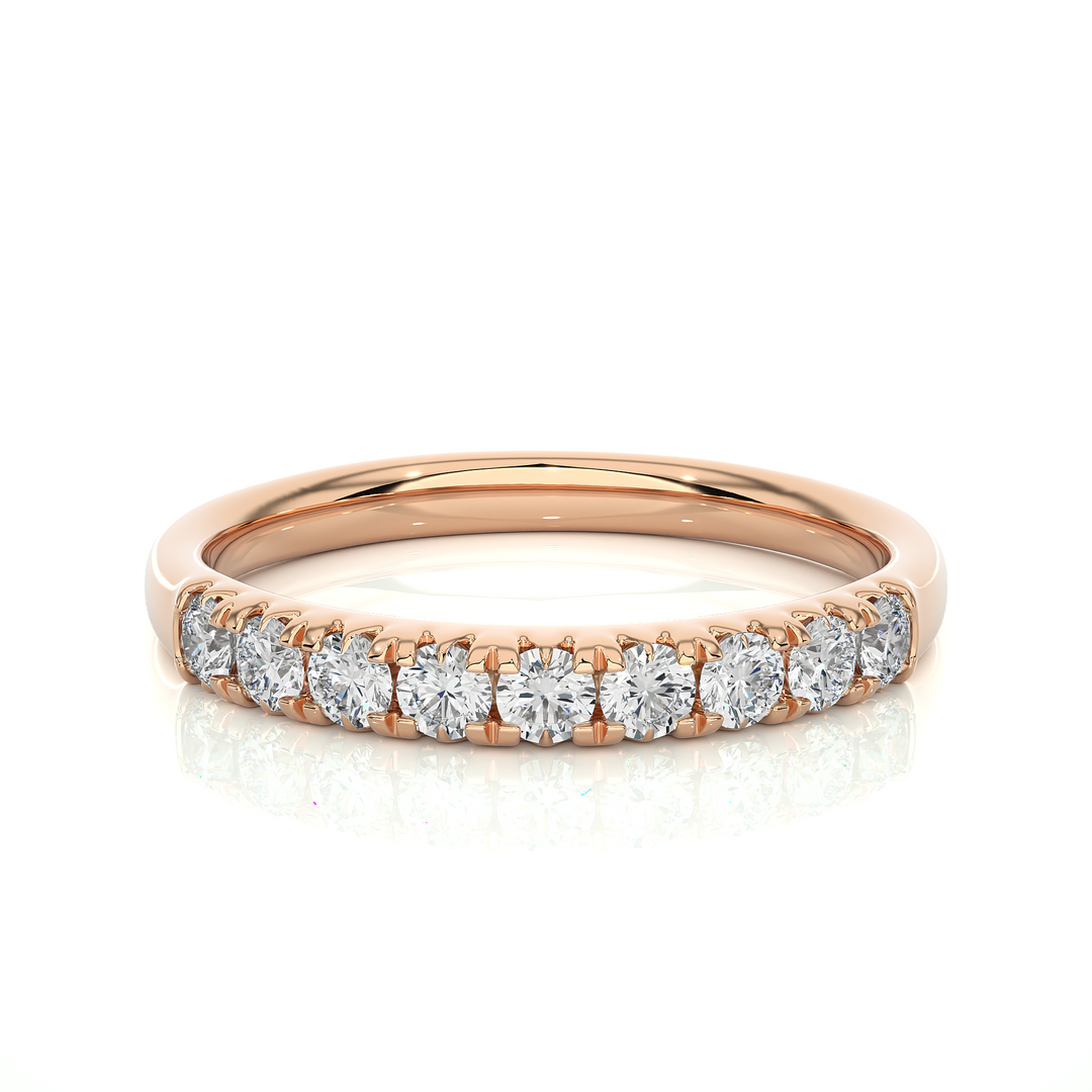 2.40 Mm Round Stone Moissanite Half Eternity Band In Silver