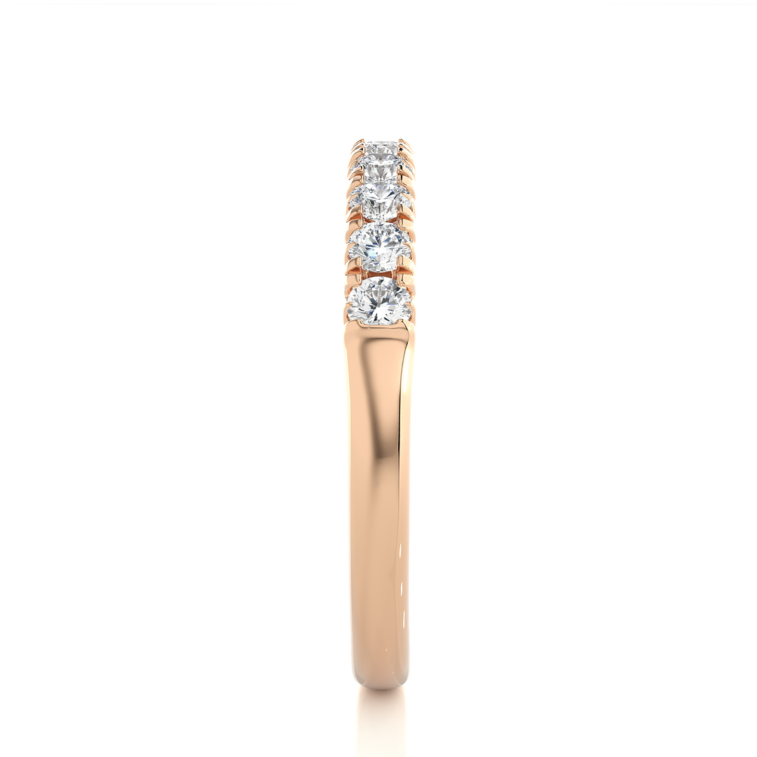 2.40 Mm Round Stone Moissanite Half Eternity Band In Rose Gold