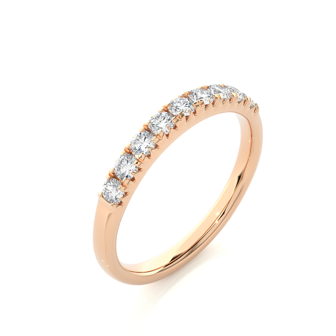 2.40 Mm Round Stone Moissanite Half Eternity Band In Rose Gold