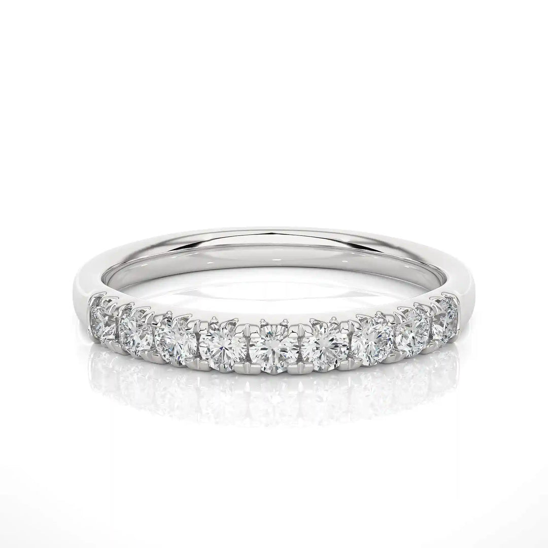 2.40 Mm Round Stone Moissanite Half Eternity Band In Silver