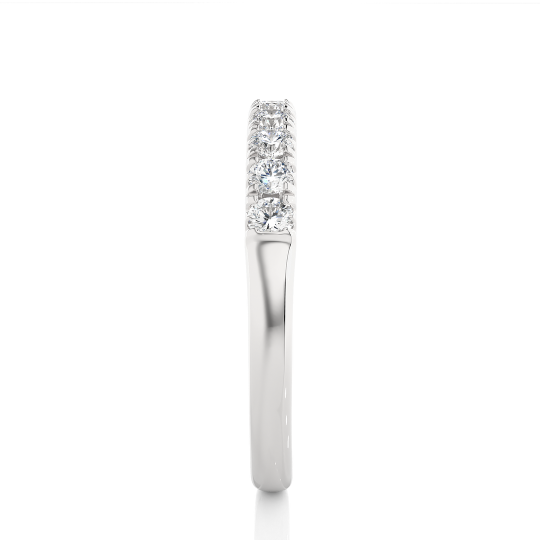 2.40 Mm Round Stone Moissanite Half Eternity Band In Silver