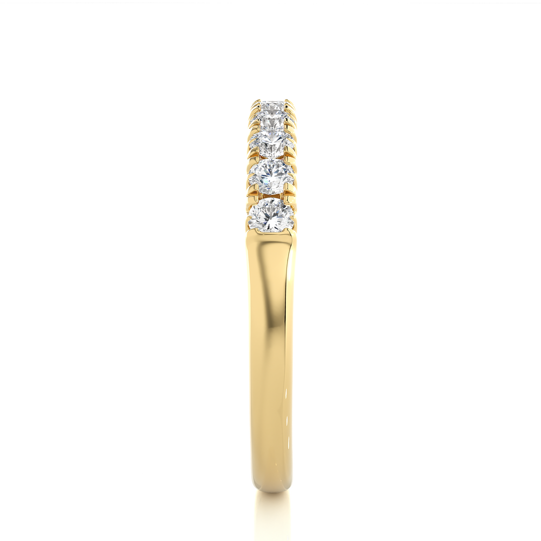 2.40 Mm Round Stone Moissanite Half Eternity Band In Yellow Gold