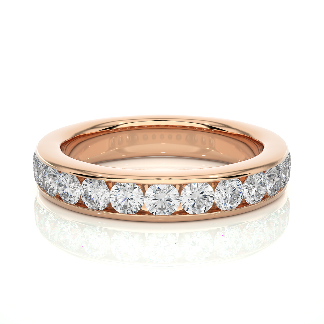 2.70 Mm Channel Set Round Stone Moissanite Band In Silver