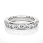 Load image into Gallery viewer, 2.70 Mm Channel Set Round Stone Moissanite Band In Yellow Gold
