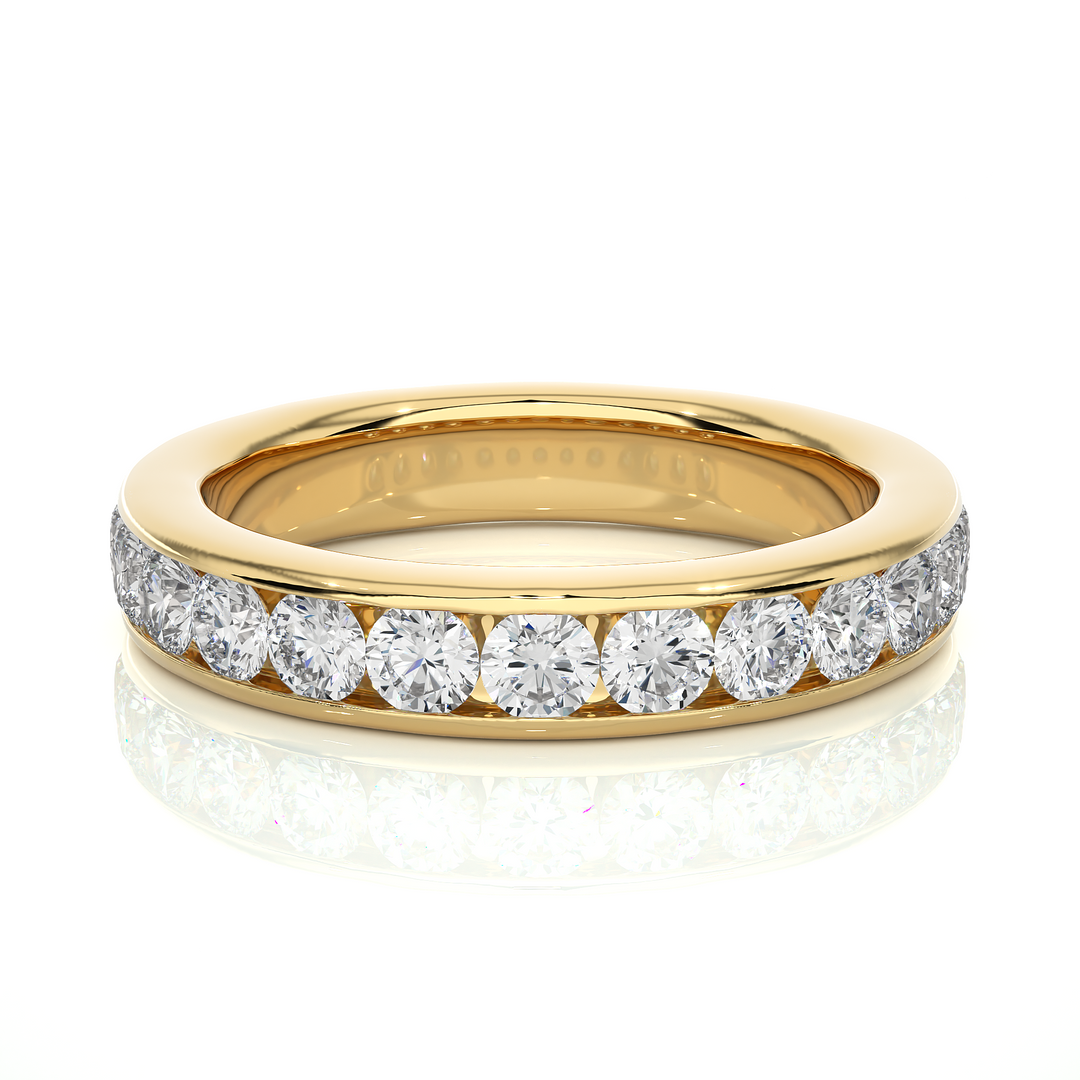 2.70 Mm Channel Set Round Stone Moissanite Band In Silver