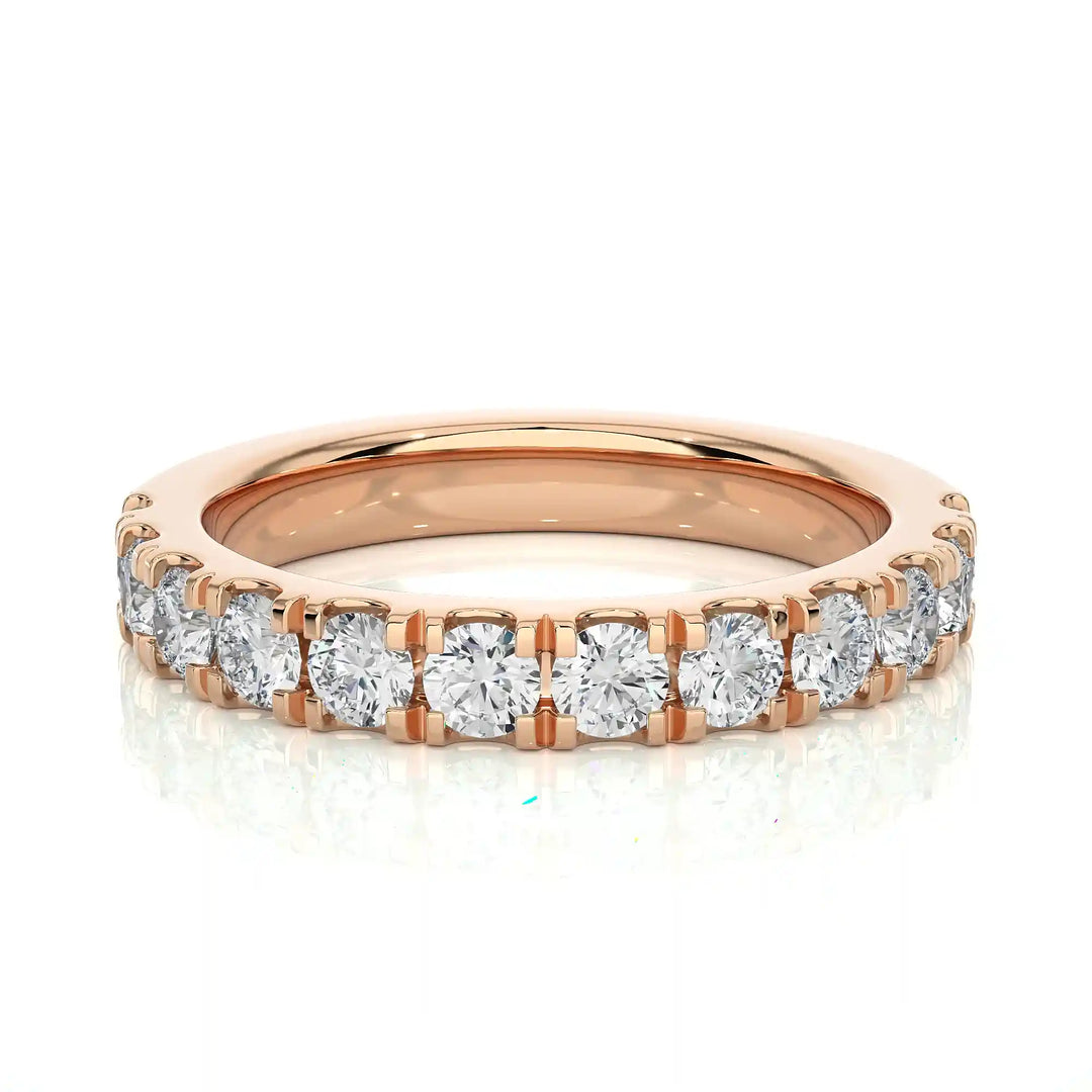 2.80 Mm French V-Split Moissanite Eternity Band In Rose Gold
