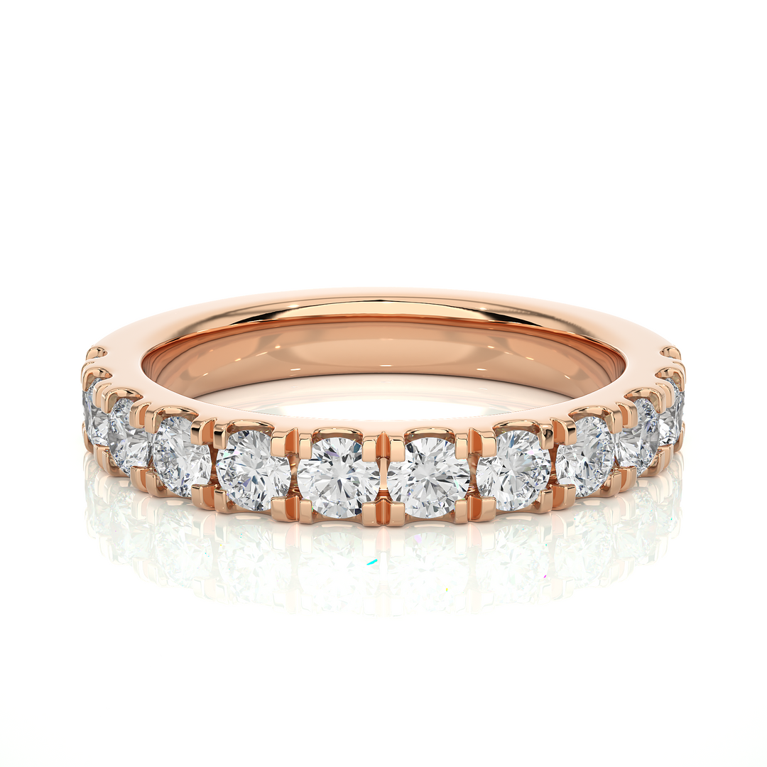2.80 Mm French V-Split Moissanite Eternity Band In Silver
