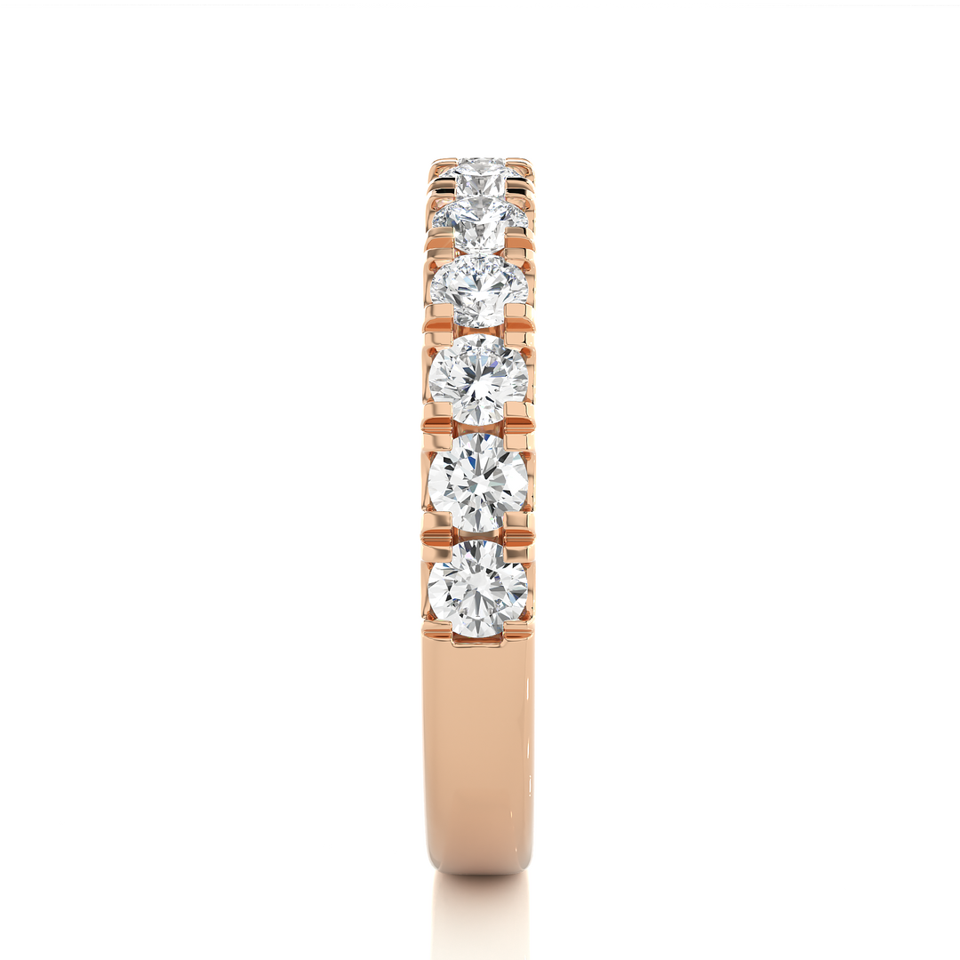 1.5 Carat French V-Split Moissanite Eternity Band in Rose Gold
