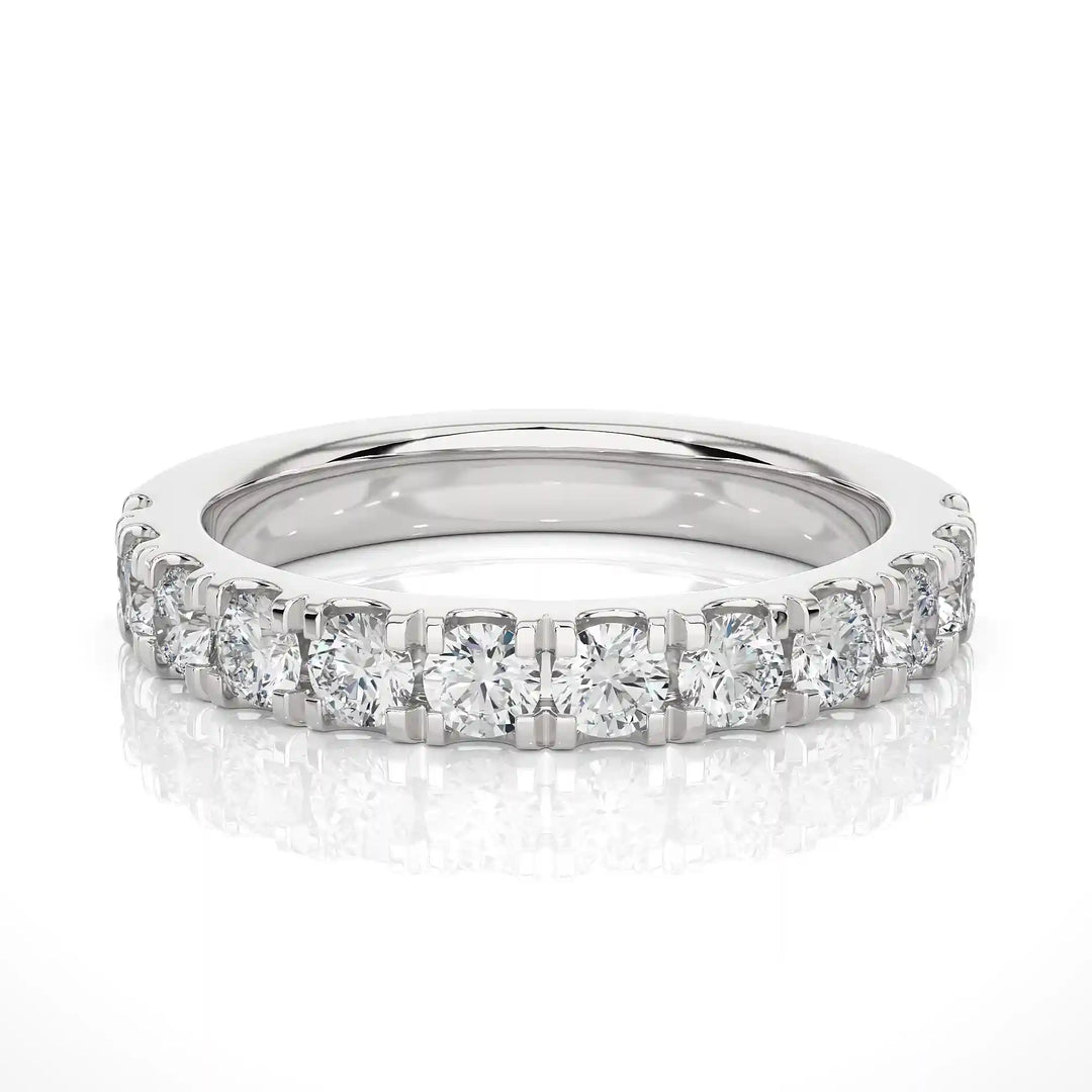 2.80 Mm French V-Split Moissanite Eternity Band In White Gold