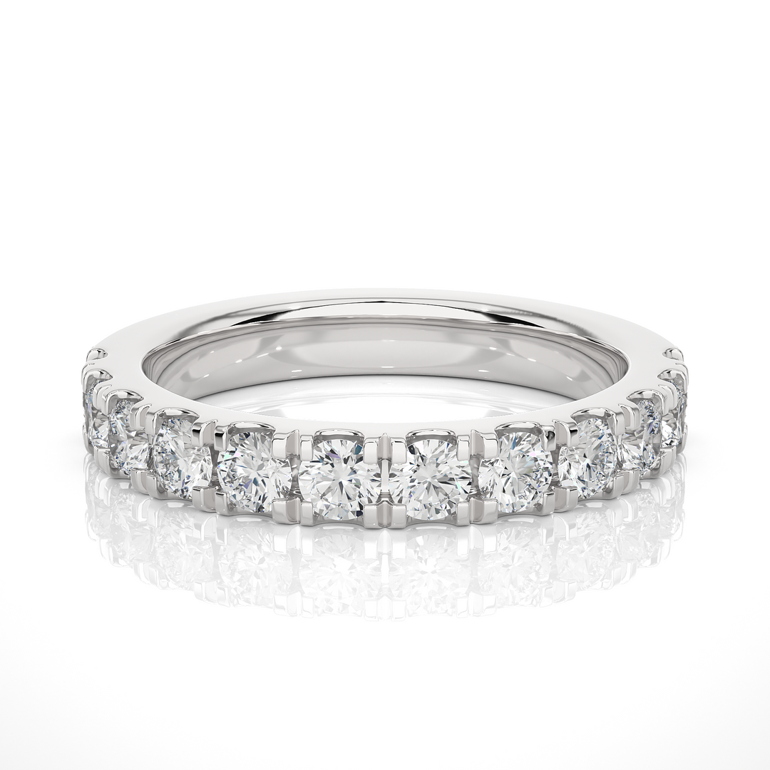 2.80 Mm French V-Split Moissanite Eternity Band In Rose Gold
