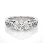 Load image into Gallery viewer, 2 Ct Round Moissanite Three Stone Engagement Ring In Yellow Gold
