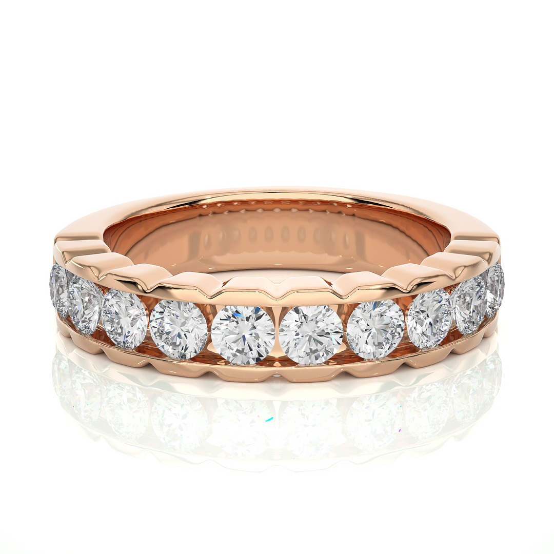 3.00 Mm Pave Set Round Moissanite Wedding Band In Silver