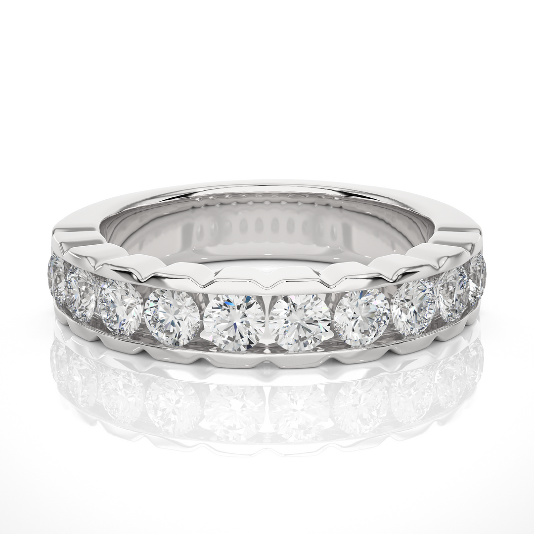 3.00 Mm Pave Set Round Moissanite Band In Rose Gold
