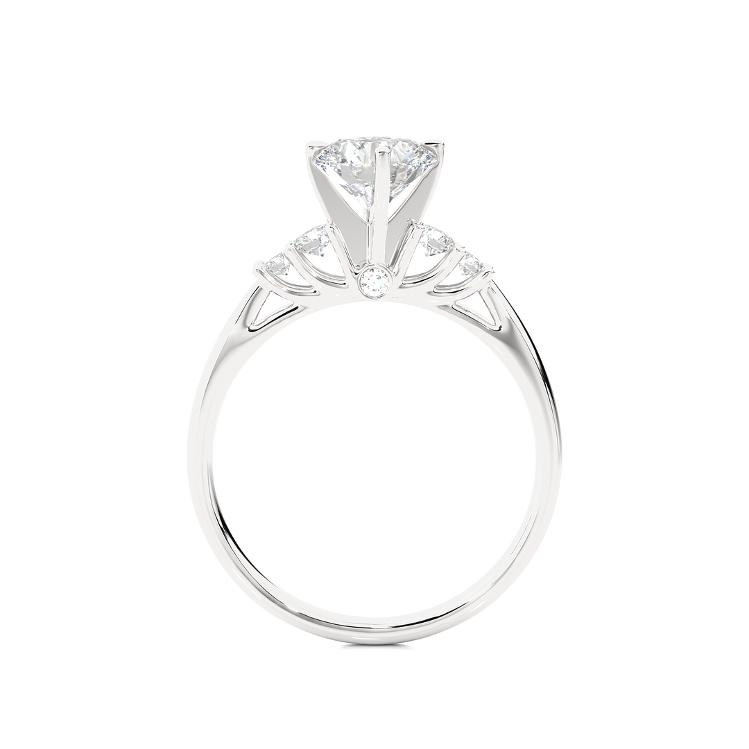 1 Ct Round Cut Moissanite Five Stone Engagement Ring In Silver