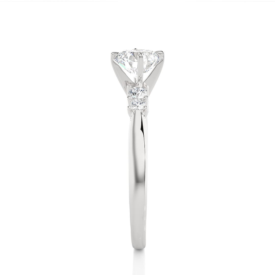 1 Ct Round Cut Moissanite Five Stone Engagement Ring In Silver