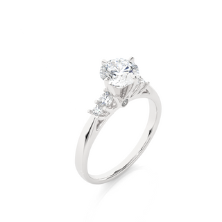 2ct Moissanite Round Stone Engagement Ring With Plain Band in Silver