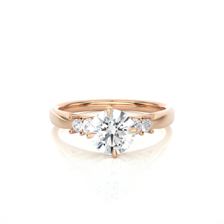 1ct Moissanite Round Stone Engagement Ring With Plain Band in Yellow Gold