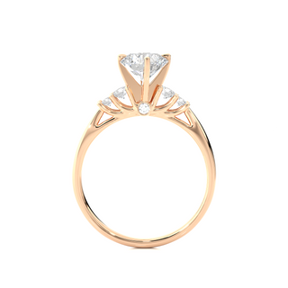 2ct Moissanite Round Stone Engagement Ring With Plain Band in Rose Gold