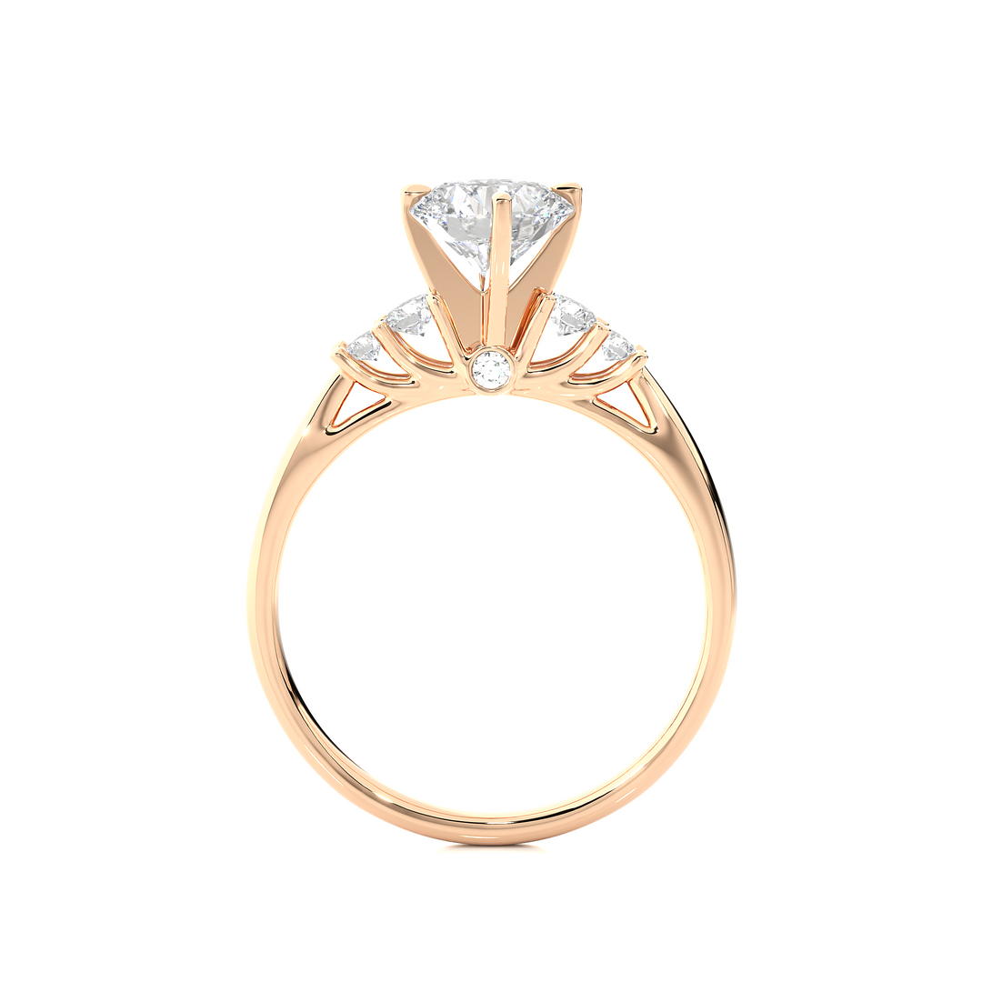 1 Ct Round Cut Moissanite Five Stone Engagement Ring In Rose Gold