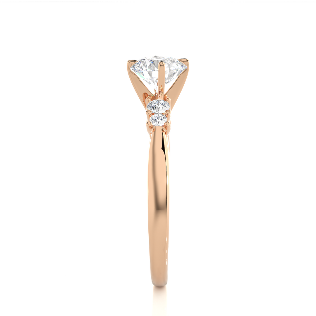 1 Ct Round Cut Moissanite Five Stone Engagement Ring In Rose Gold