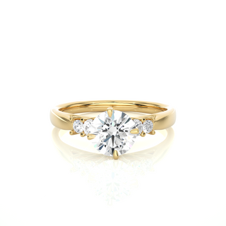 5-Round Stone With Plain Band Wedding Ring yellow gold