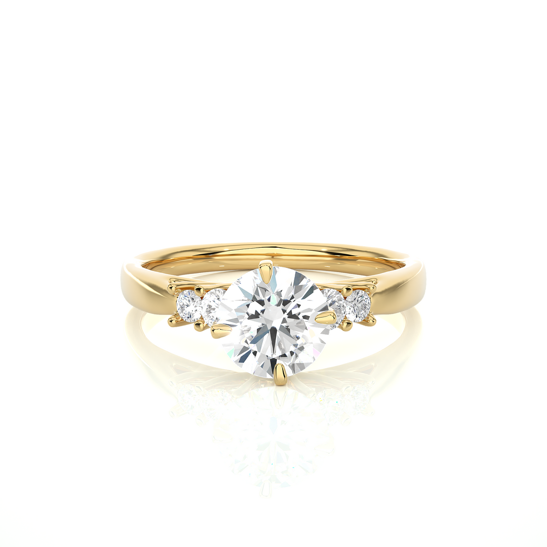1 Ct Round Cut Moissanite Five Stone Engagement Ring In Rose Gold
