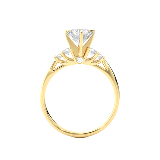 1ct Moissanite Round Stone Engagement Ring With Plain Band in Yellow Gold